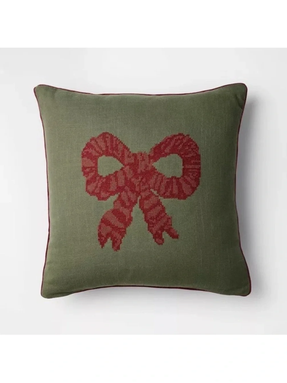 Studio McGee Bundle of Both Pillows Shown (20” Green with Bow and 24” Ruffled)